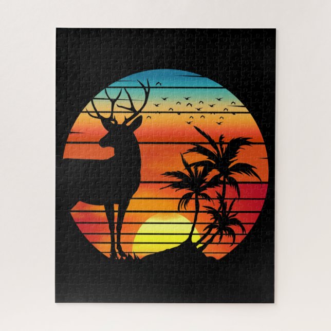 DEER RETRO HUNTER GIFT  JIGSAW PUZZLE (Vertical)