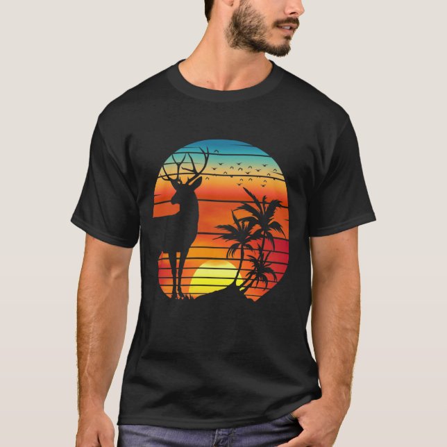 DEER RETRO SUNSET  T-Shirt (Front)