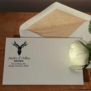 Deer Return Address Family  Rubber Stamp