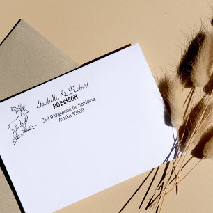 Deer Return Address Family  Rubber Stamp