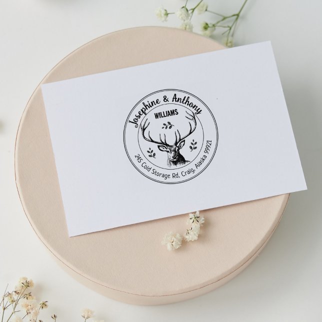 Deer Return Address Family   Rubber Stamp (Creator Uploaded)