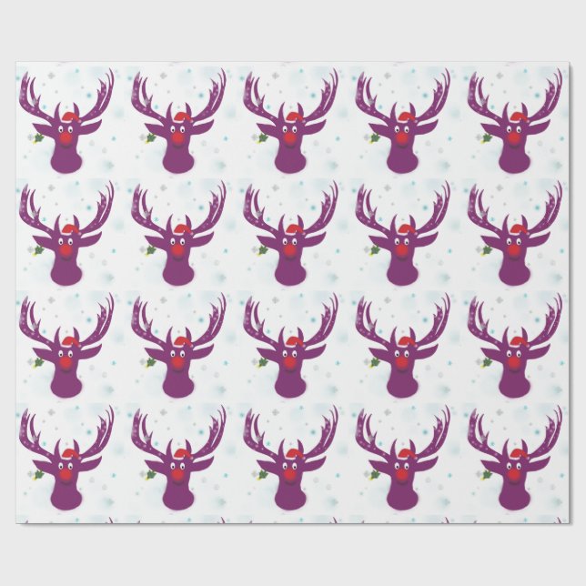 Deer Santa ChristmasMatte Wrapping Paper (Flat)