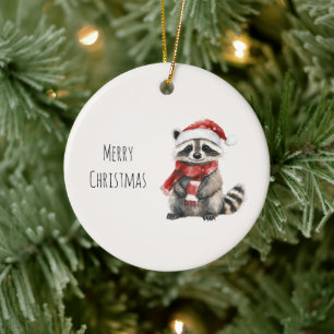 Deer Santa Hat Christmas Ceramic Tree Decoration