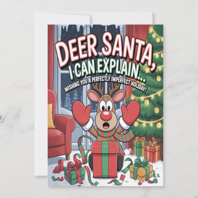 Deer Santa I Can Explain Christmas Card (Front)