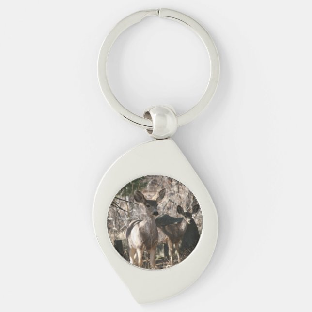 Deer saying hello key ring (Front)