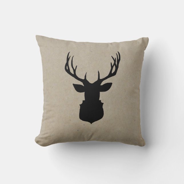 Deer Shadow | Rustic Holiday Decor Pillow (Front)