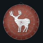 Deer Silhouette on Faux Wooded Background Dartboard<br><div class="desc">Deer silhouette with large antlers over a faux wood background. Deer hand drawn by ©Tina Hesskew of Fishing Hunting Life.</div>
