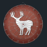 Deer Silhouette on Faux Wooded Background Dartboard<br><div class="desc">Deer silhouette with large antlers over a faux wood background.  Deer hand drawn by ©Tina Hesskew of Fishing Hunting Life.</div>