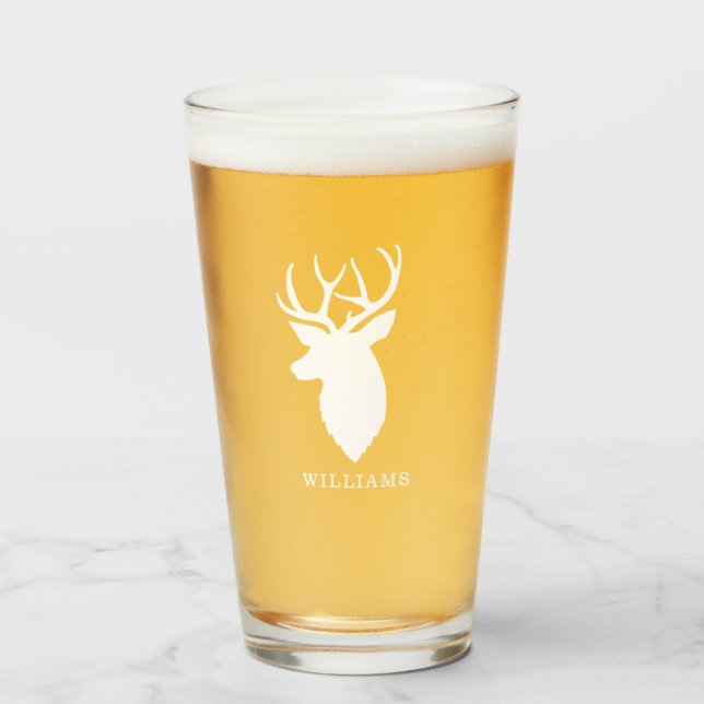 Deer Silhouette Personalised Glass (Front Filled)