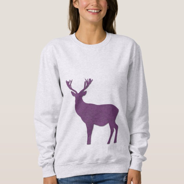 Deer silhouette Purple stag Simple elegant Sweatshirt (Front)