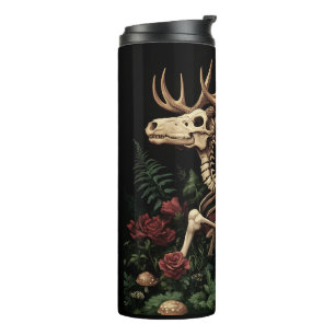Deer Skeleton Mystical Gothic Floral  Thermal Tumbler