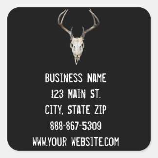 Deer Skull Business Sticker on Black Background