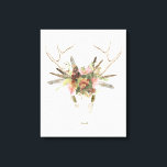 Deer Skull & Flowers Canvas Print<br><div class="desc">Deer Skull & Flowers I by Naomi McCavitt. Features a deer skull with flowers and feathers placed on its head.</div>