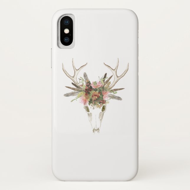 Deer Skull & Flowers Case-Mate iPhone Case (Back)