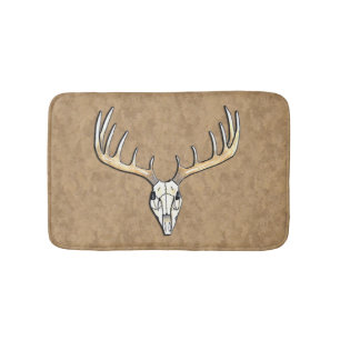 Deer Skull Large Antlers Hunting Bath Mat
