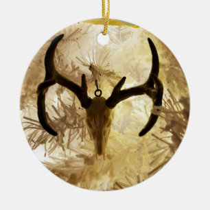 deer skull ornament white Christmas tree