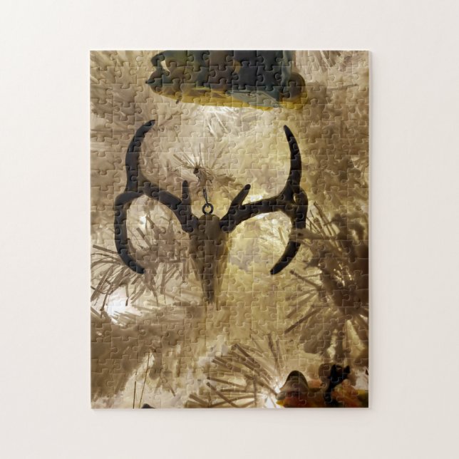 deer skull ornament white Christmas tree Jigsaw Puzzle (Vertical)