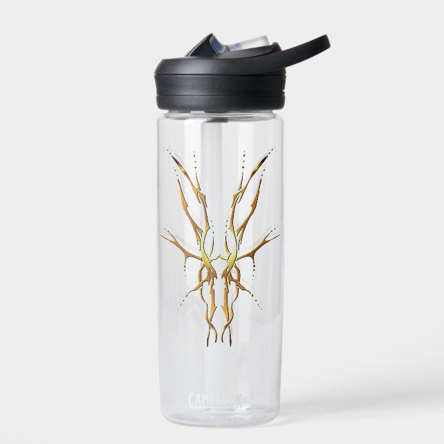 Deer Skull Tribal Design for deer Hunters gold Water Bottle (Left)