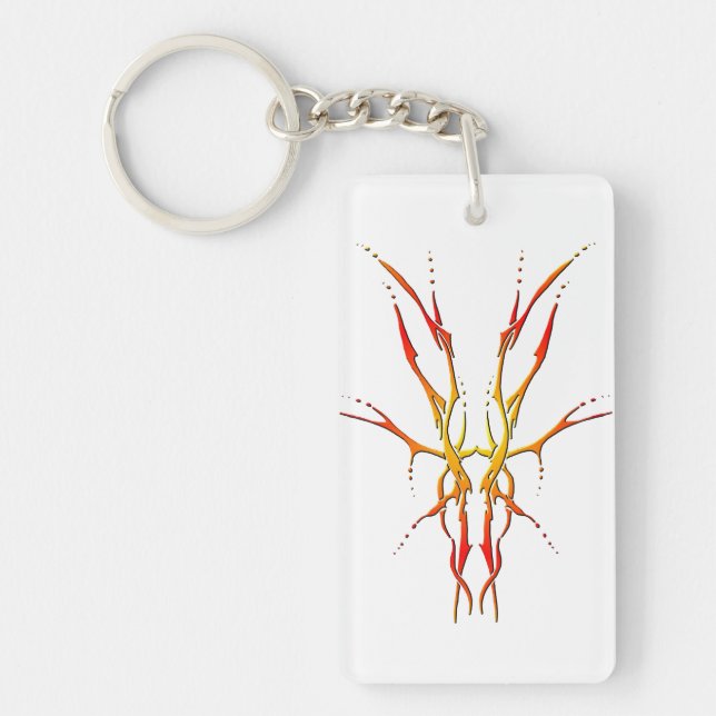 Deer Skull Tribal Design for deer Hunters red Key Ring (Front)