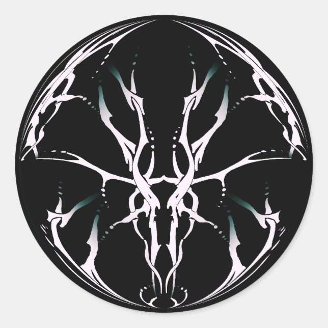 Deer Skull Tribal Design for deer Hunters white Classic Round Sticker (Front)