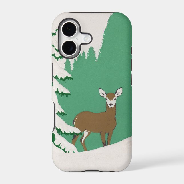 Deer Snow Winter Scene Pine Tree (Back)