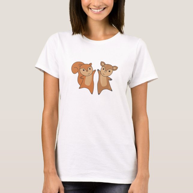 Deer Squirrel Forest Animals Cute Animal T-Shirt (Front)