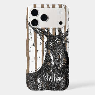 Deer/Stag Birch Tree linen Personalise iphone Case