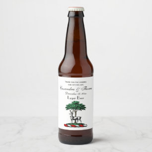 Deer Stag by Tree Heraldic Crest Emblem Beer Bottle Label