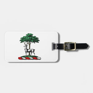Deer Stag by Tree Heraldic Crest Emblem Luggage Tag