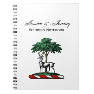 Deer Stag by Tree Heraldic Crest Emblem Spiral Notebook