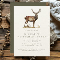 Deer Stag Hunting Retirement Elegant Rustic Party