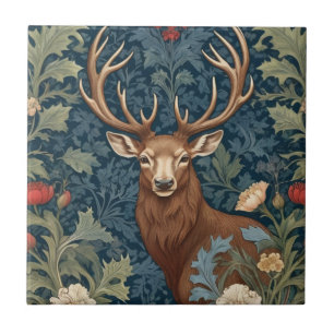 Deer Stag William Morris style Left Facing Tile