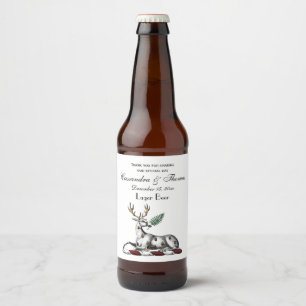 Deer Stag with Fern Heraldic Crest Emblem Beer Bottle Label
