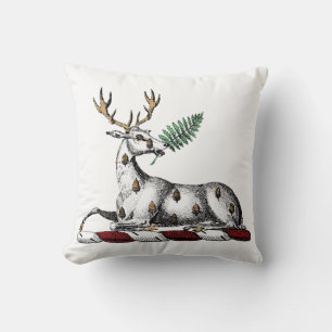 Deer Stag with Fern Heraldic Crest Emblem Cushion