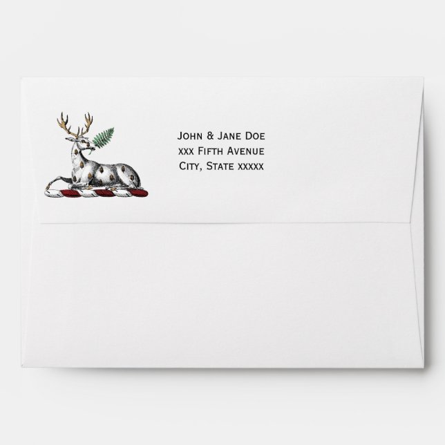 Deer Stag with Fern Heraldic Crest Emblem Envelopes (Back (Top Flap))