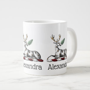 Deer Stag with Fern Heraldic Crest Emblem Large Coffee Mug