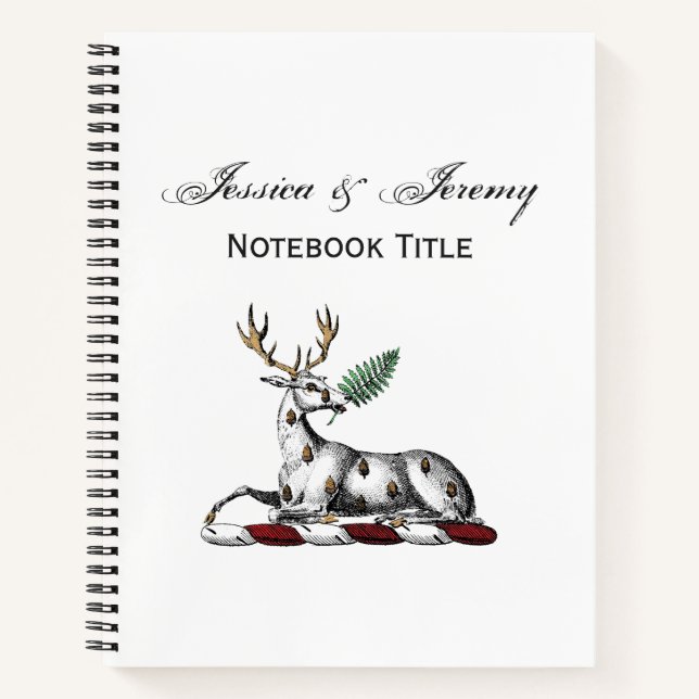 Deer Stag with Fern Heraldic Crest Emblem Notebook (Front)