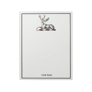 Deer Stag with Fern Heraldic Crest Emblem Notepad