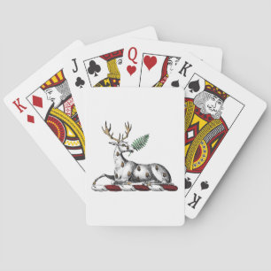 Deer Stag with Fern Heraldic Crest Emblem Playing Cards