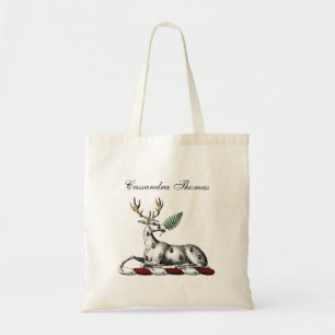 Deer Stag with Fern Heraldic Crest Emblem Tote Bag
