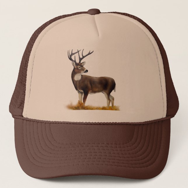 Deer standing alone on customisable products trucker hat (Front)