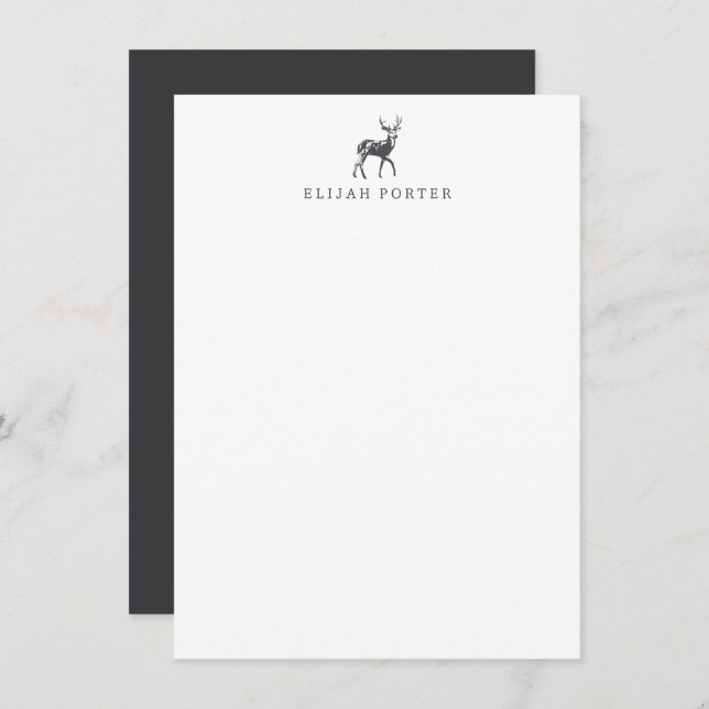 Deer Stationery - Buck Thank You Note Cards (Front/Back)