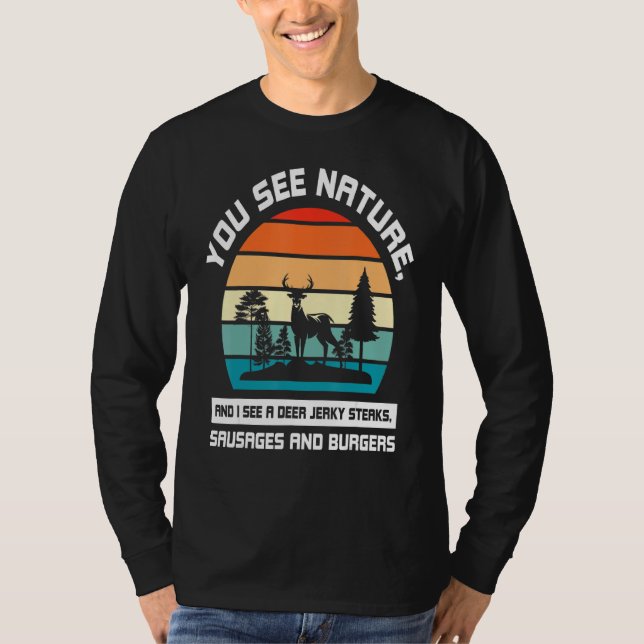 Deer Steak Retro Sunset T-Shirt (Front)