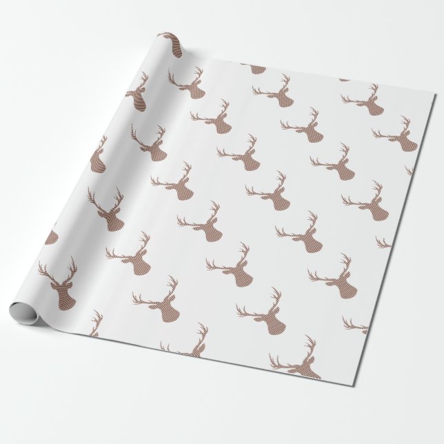 Deer - strips - brown and white. wrapping paper (Unrolled)