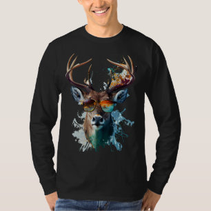 Deer sunglasses vacation sun nature forest hiking T-Shirt