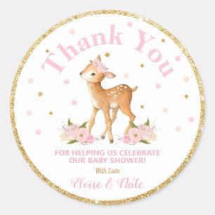 Deer Thank You Sticker Labels Baby Shower Favors