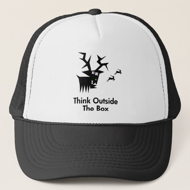 Deer Think Outside The Box Trucker Hat (Front)