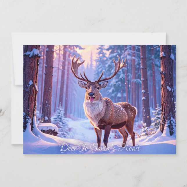 Deer To Santa's Heart - Reindeer Holiday Card (Front)
