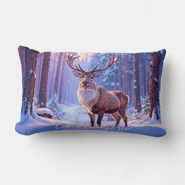 Deer To Santa's Heart - Reindeer Lumbar Cushion (Front)