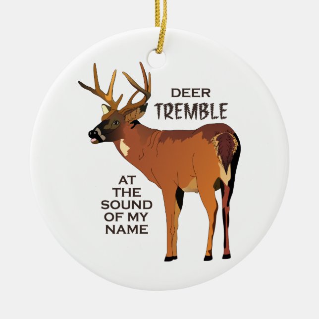 Deer Tremble Ceramic Tree Decoration (Front)